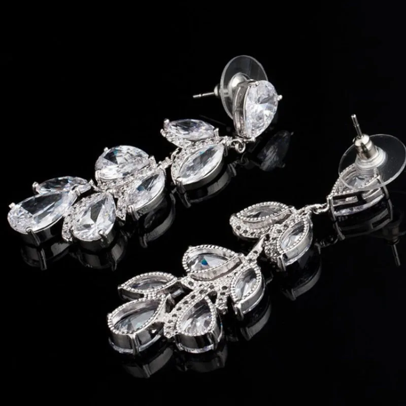 

Dorado Trendy Leaf Drop Earrings for Women Fashion Metal Party Green Red Blue Zircon High Quality Charms Jewelry Brincos