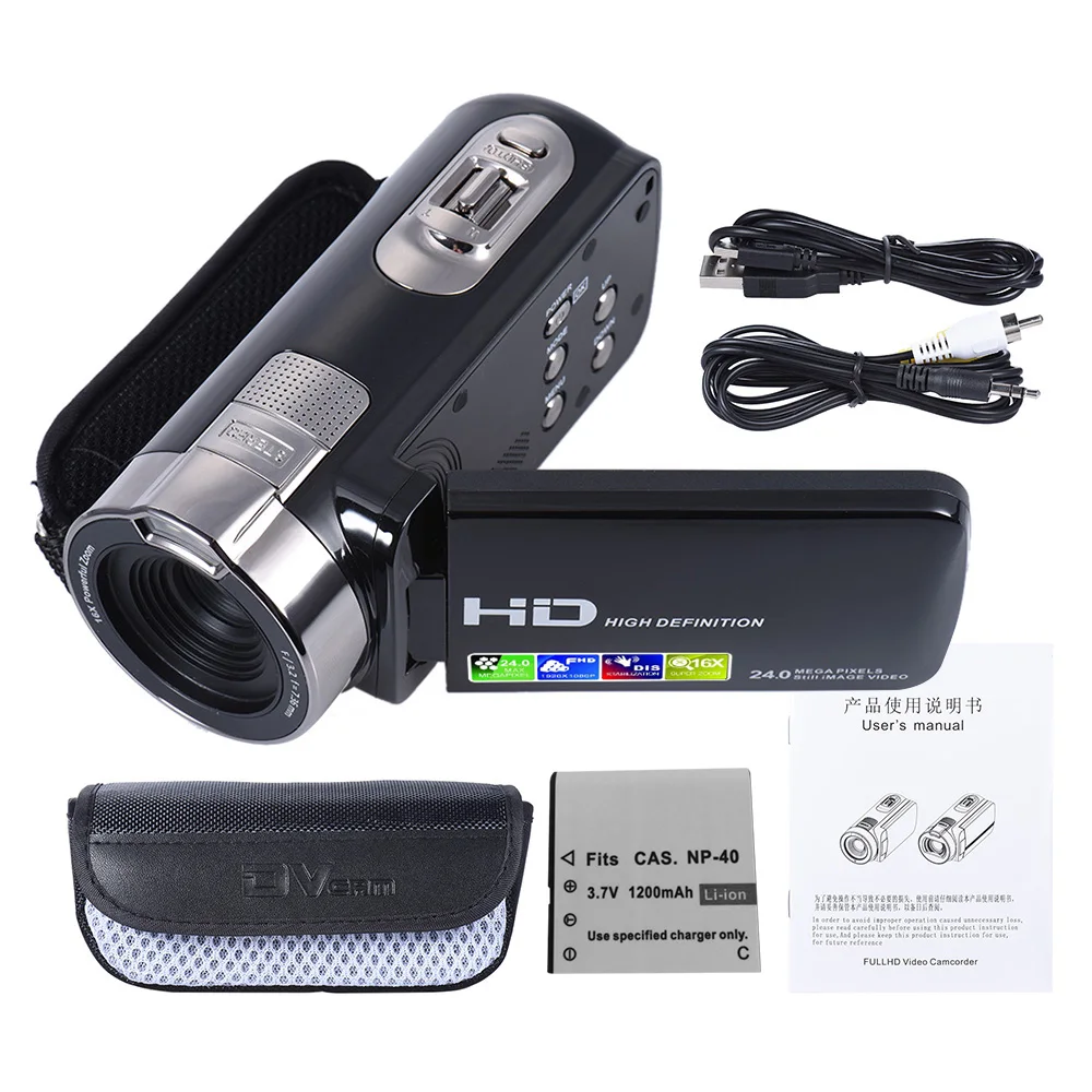 Цифровая видеокамера Andoer HDV 302P 3 0 дюйма ЖК дисплей Full HD 1080P 24 МП 16 кратный цифровой