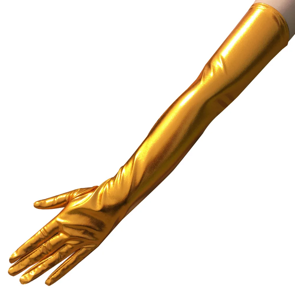 Женские сексуальные фетиш мокрые длинные перчатки металлическая Опера длина