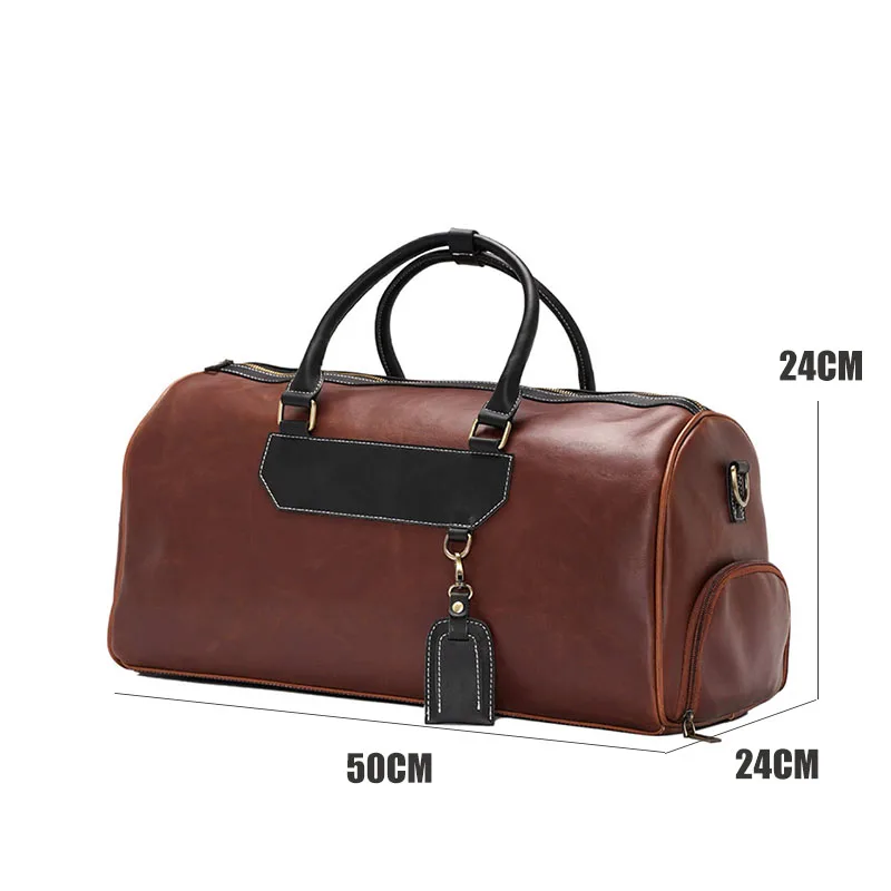 

Men's Handbag Vintage Shoulder Bag Business Man OL Retro Handbag Larege Capacity Travel Bag High Quality Leather Crazy Horseskin