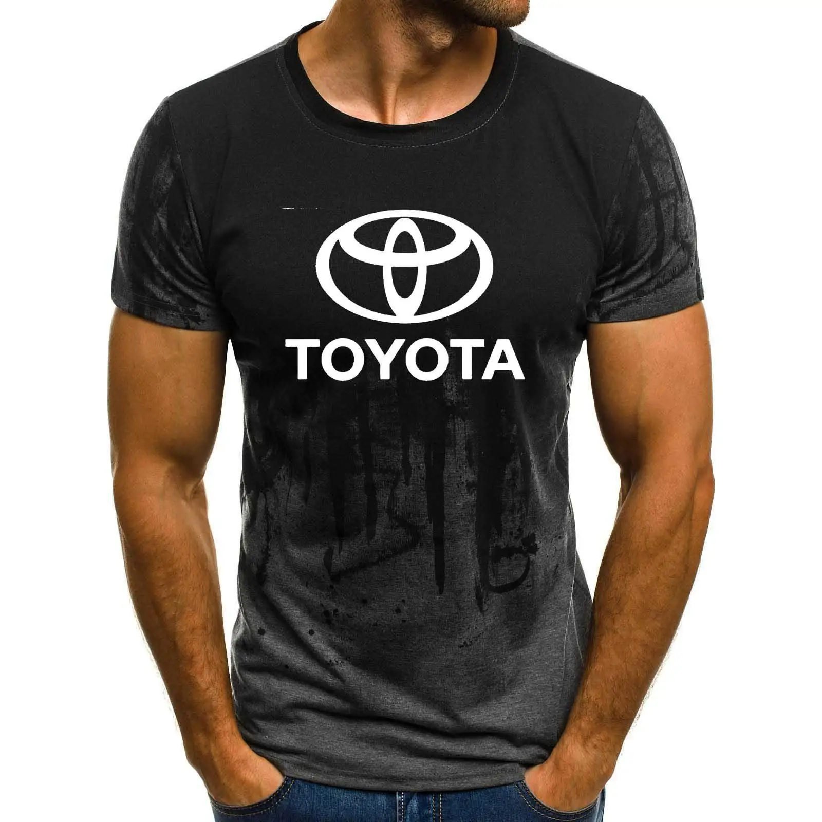 

Men's short-sleeved T-shirt Toyota car logo shirt casual cotton gradient hip-hop Harajuku brand summer oversized T-shirt