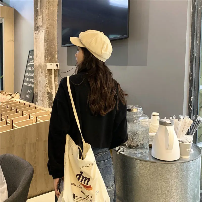 Женские толстовки без капюшона простые укороченные топы пуловер с круглым