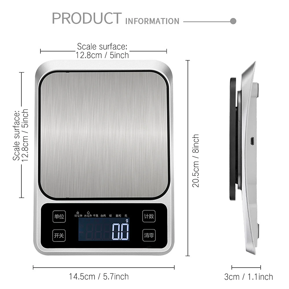 

LCD Digital Electronic Home Scale 3kg 0.1g Home Baking Weight Balance USB Scale Food Scale Balance Cooking Measure Tool