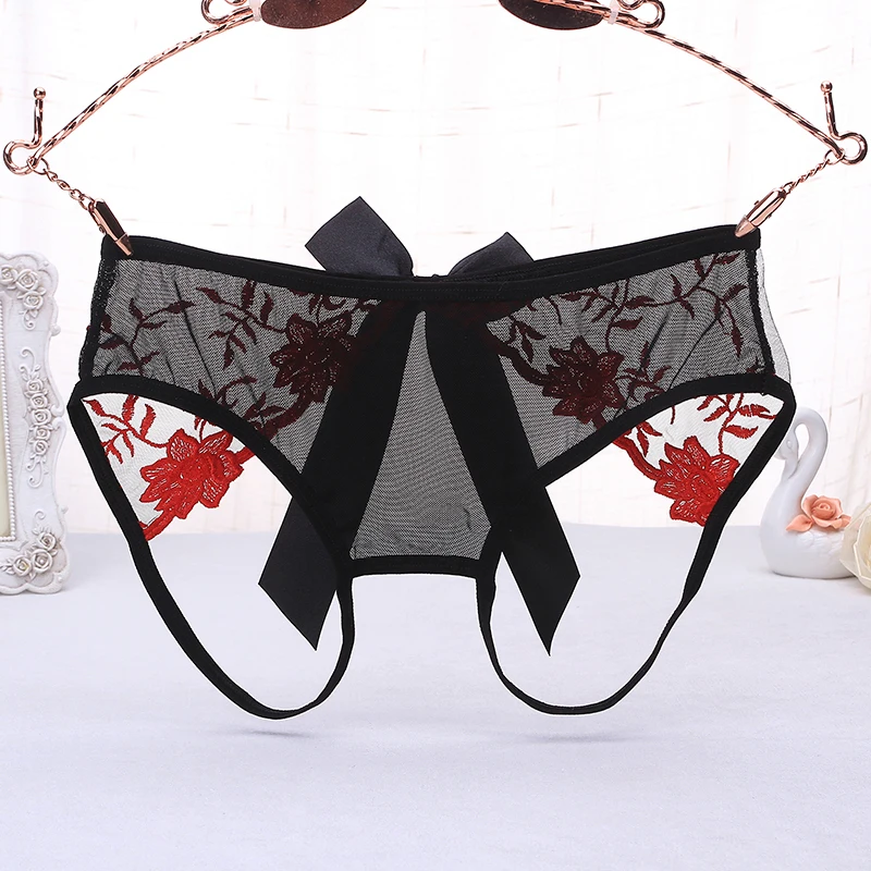Женское кружевное нижнее белье прозрачные трусики с открытой промежностью