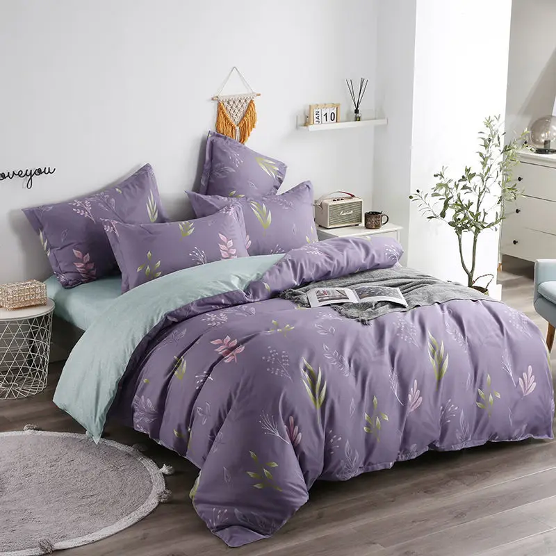 Утолщенное матовое постельное белье из четырех предметов односпальное и