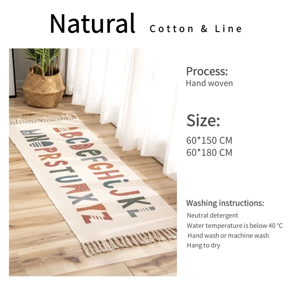 

Wishstar Colorful Cartoon Pattern Tassel Carpet Retro Ethinc Style Striped Rug Cotton Kitchen Rug Floor Carpet For Bedroom