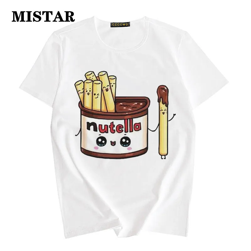 Футболка Nutella женская с забавным принтом Tumblr Повседневная белая футболка модная