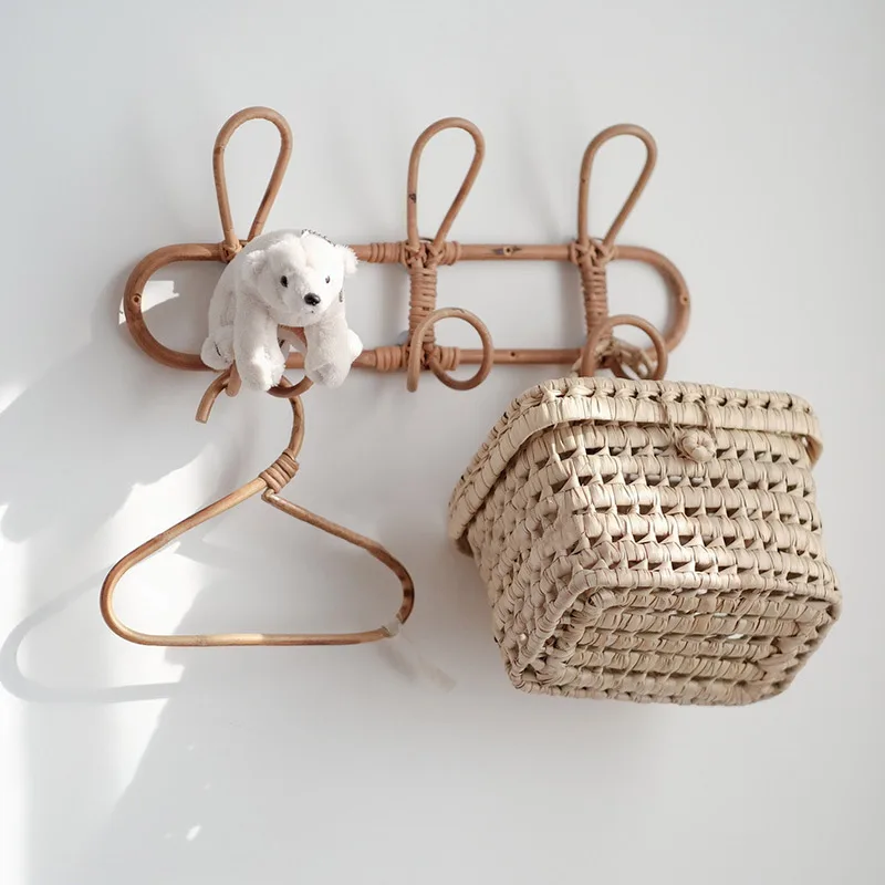 

Hot Garment Wall Hooks Hat and Clothes Organizer Hanger Rattan Hanger Rack Great as Kids Room Decoration PLD
