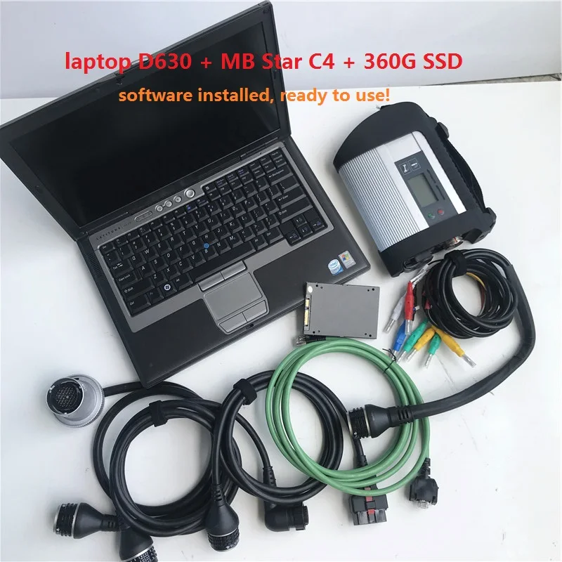 all with 360G SSD MB STAR Diag AAA лучший чип MB STAR C4 SD подключения компактный 4 диагностический инструмент с программным обеспечением супер SSD в используемом ноутбуке D630 4G ram - Цвет: all with 360G SSD
