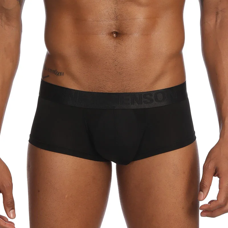 S19BB-Black IYUNYI, мужское нижнее белье, боксеры, шорты, u-образный выпуклый мешочек, ледяной шелк, мягкие сексуальные мужские трусы-боксеры, homme Cuecas, мужские трусы - Цвет: S19BB-Black