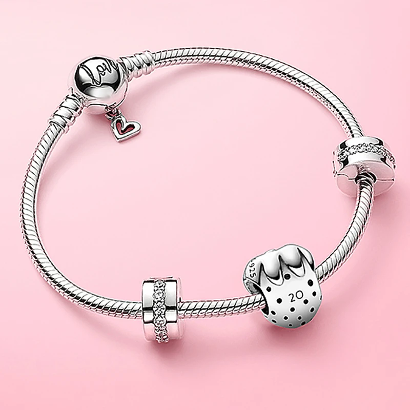 

100% 925 silver Spring new strawberry limited edition love valentine's day pan bracelet factory wholesale free mail female