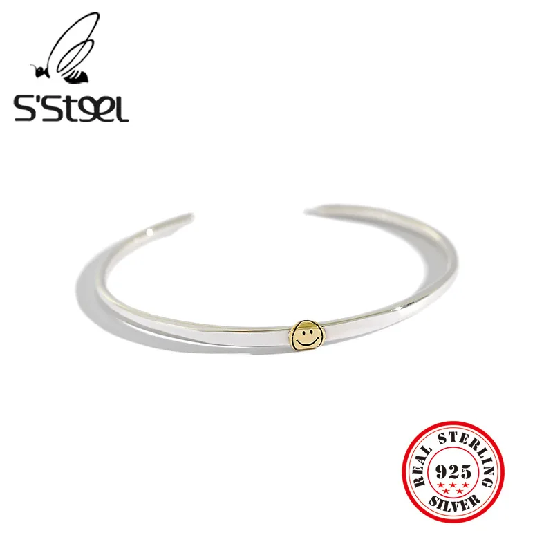 

S'STEEL Face Bracelet Silver Pulseras De Plata De Ley 925 Mujer Personalized Bijoux Femme 2021 Bangles Argent Gifts For Women