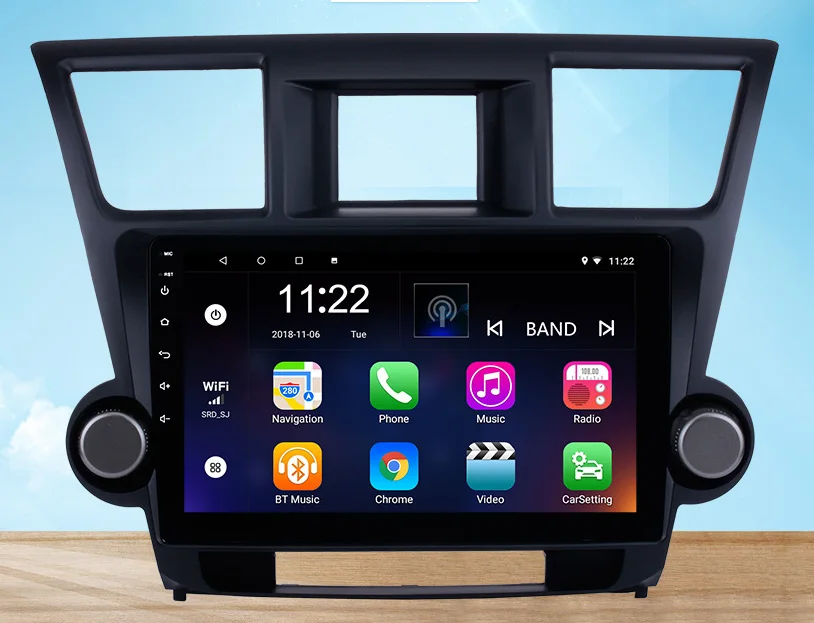 

10.1" octa core 1280*720 QLED screen Android 10 Car GPS video player Navigation for Toyota Highlander Kluger 2008-2013