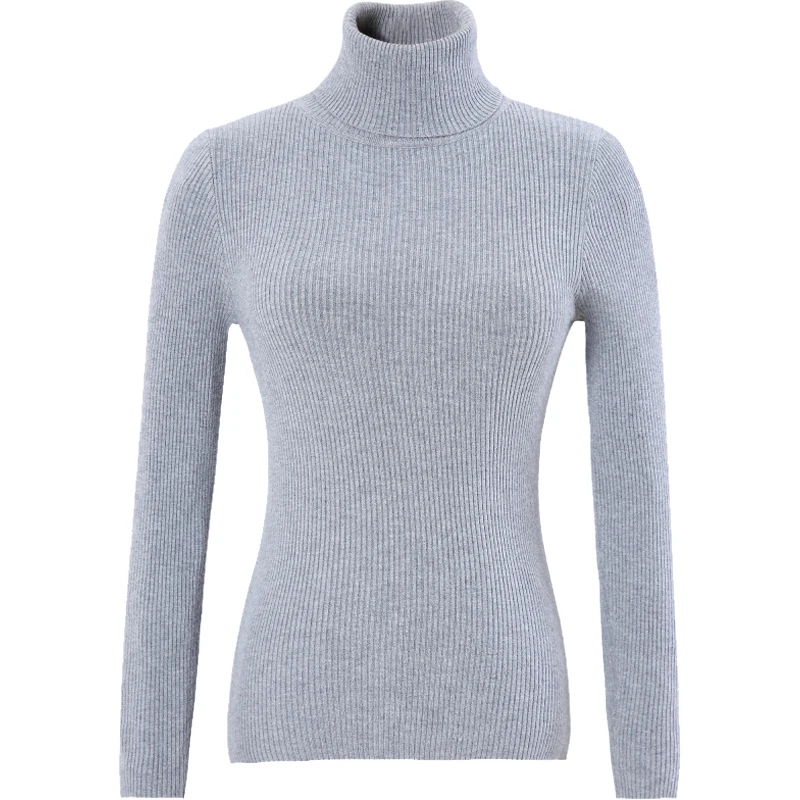 Женский вязаный свитер с высоким воротником пуловер длинным рукавом черный