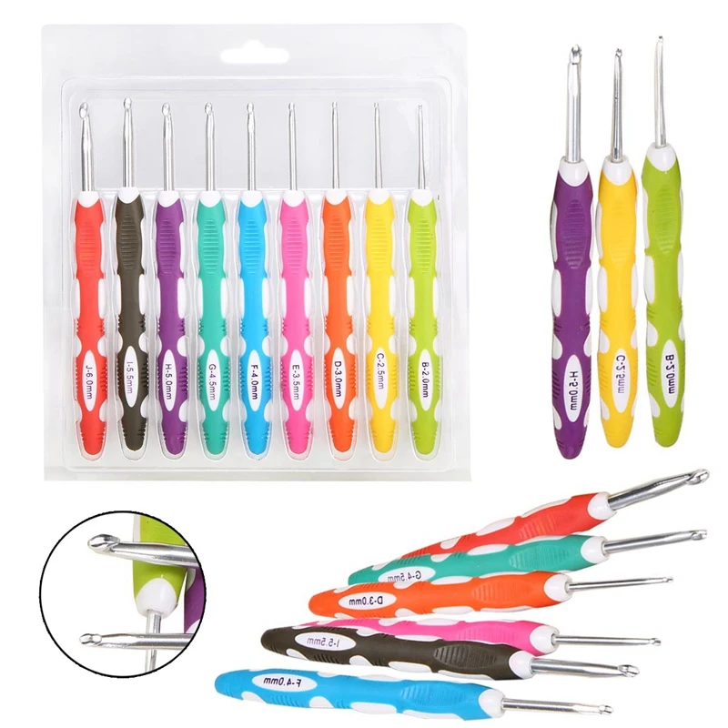 9 шт./компл. 2 6 мм 165 мягкая ручка разноцветные пластиковые Алюминиевые крючки для