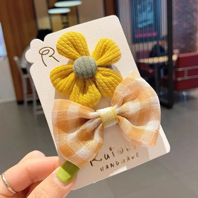 

[2Pcs/Set]Bowknot Hairpins for Girls Korean Version Flower Side Clip Back of The Head A Word Clip Jewelry Accessories SY0143