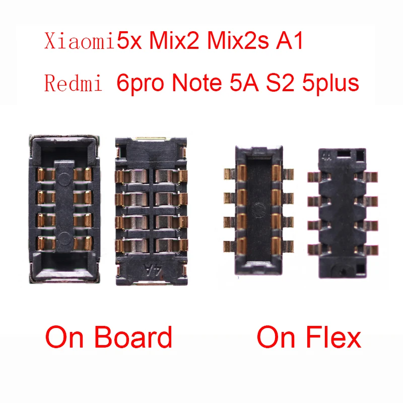 2 шт. FPC Разъем для аккумулятора Xiaomi Mi 5x A1 Mix 2S Mix2 Mix2s Redmi 6 Pro Note 5A S2 5 Plus зажим