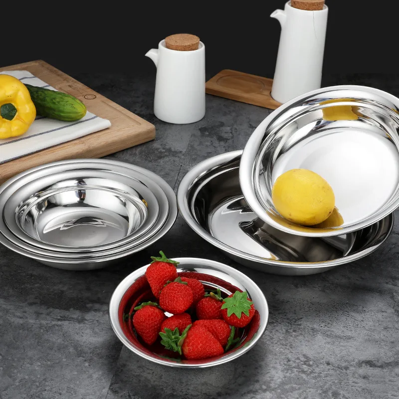 304 столовая тарелка из нержавеющей стали сервировочные тарелки миски для