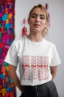 Художественная Футболка girl on the go 100% хлопок унисекс tumblr модная женская эстетика феминизм гранж модная повседневная футболка с цитатами Топ Футболка
