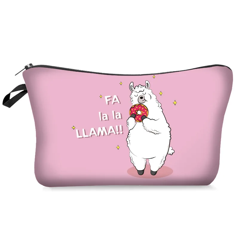Cute Llama Makeup Bags Women Cosmetic Bag With Multicolor Pattern 3D Printing neceser Cosmetics Pouchs For Travel make up bag | Багаж и
