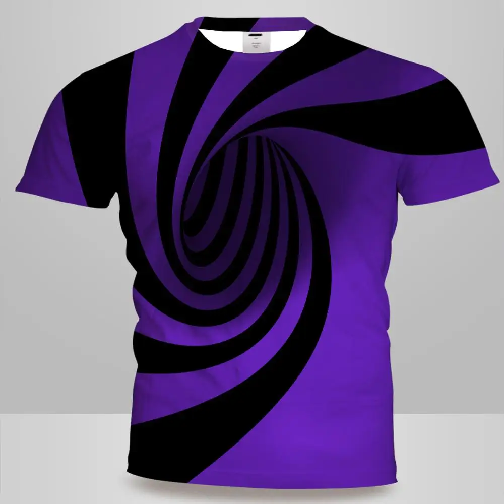 Мужская футболка в полоску с коротким рукавом UNEY фиолетовая 3D рисунком обманки