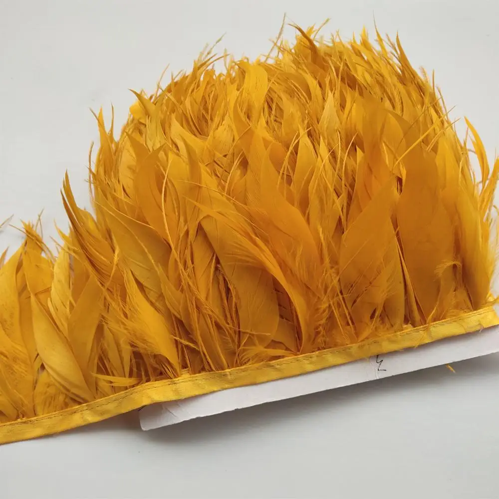 1 ярдов золотисто желтая натуральная Турецкая и Страусиная перьевая лента 10 15 см/4