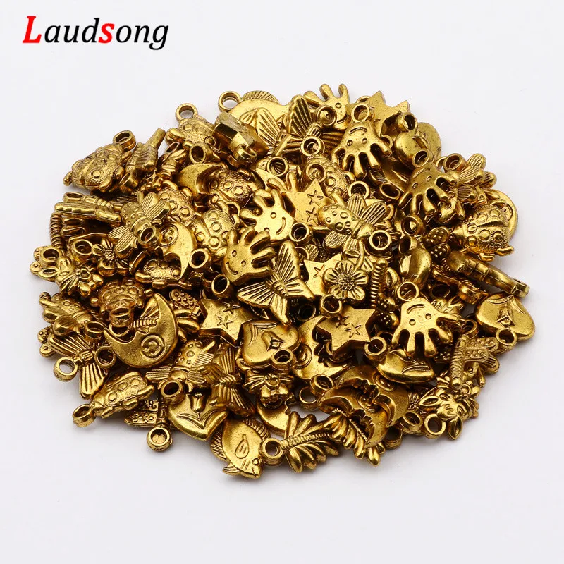 

50pc Antique Gold Mixed CCB Acrylic Pendants Charms For Jewelry Making Finding Bracelet Necklace Pendant DIY Accessories 12x19mm