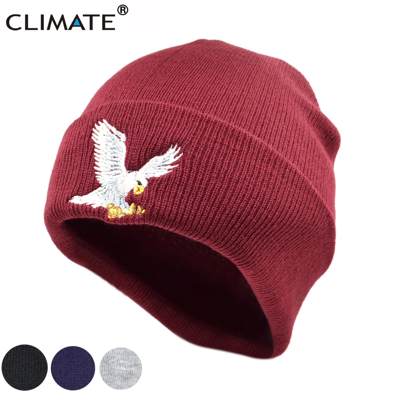 

CLIMATE Winter Warm Eagle Beanie Hat Men Women Beanie Hat Warm Winter Soft Knitted Beanies Hat Cap for Adult Men Women