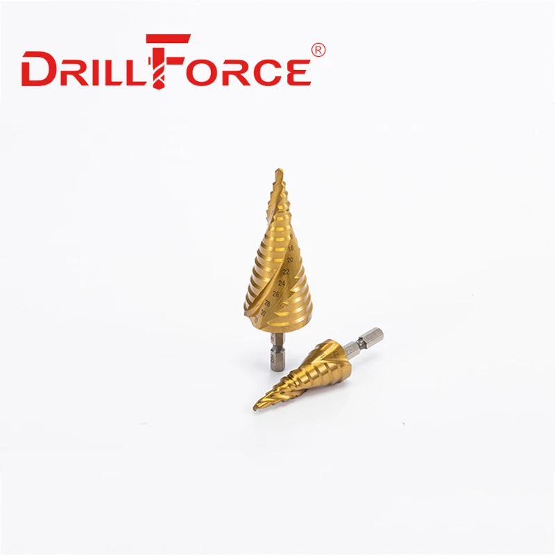 Drillforce M2 M35 TiALN Step Drill Bit HSSCO Cobalt Cone Hex Shank Drill Bits Tool Set Hole Cutter For Metal Stainless Steel images - 6