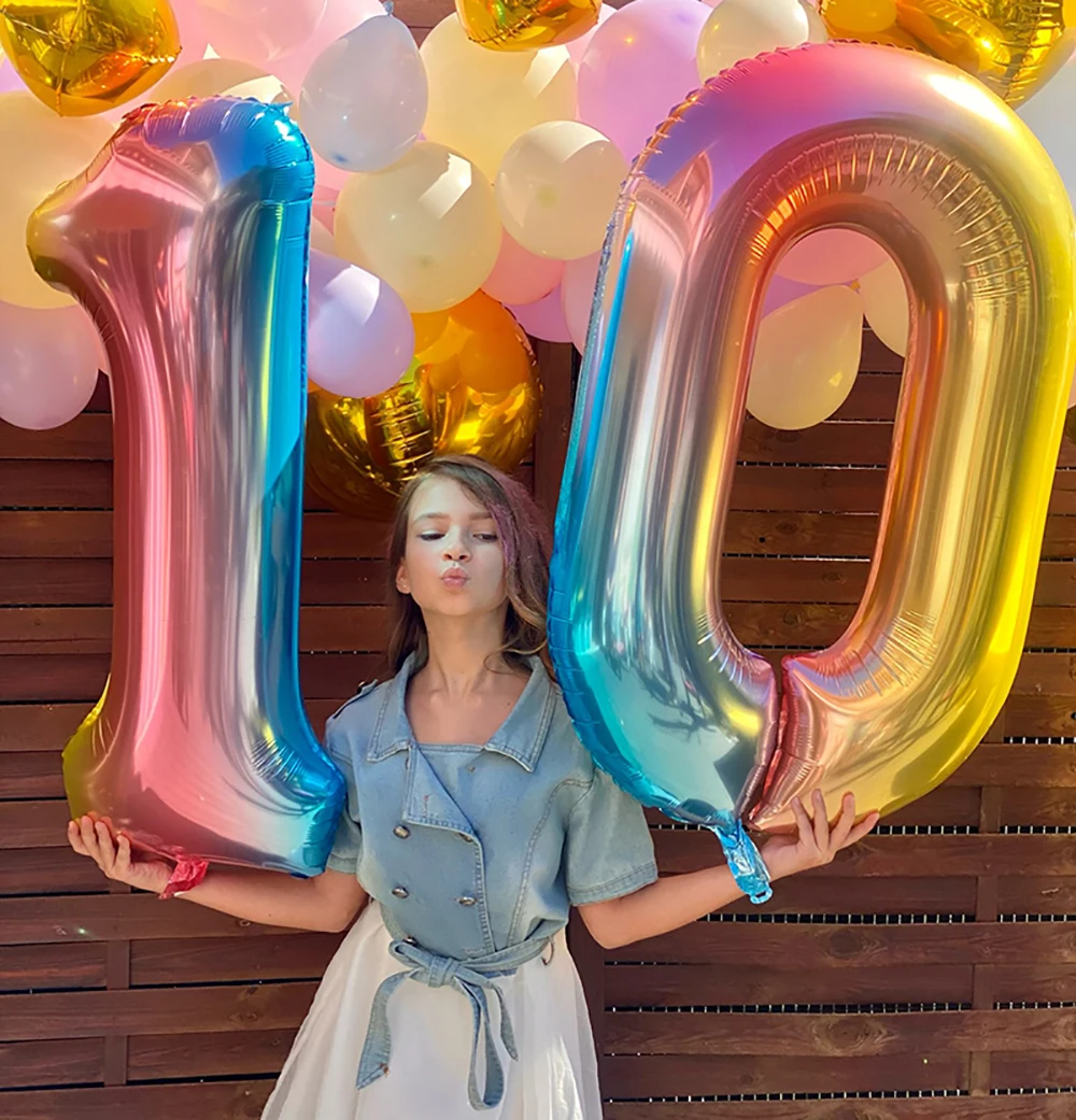 Большие воздушные шары из фольги в виде цифр для праздника свадьбы дня рождения
