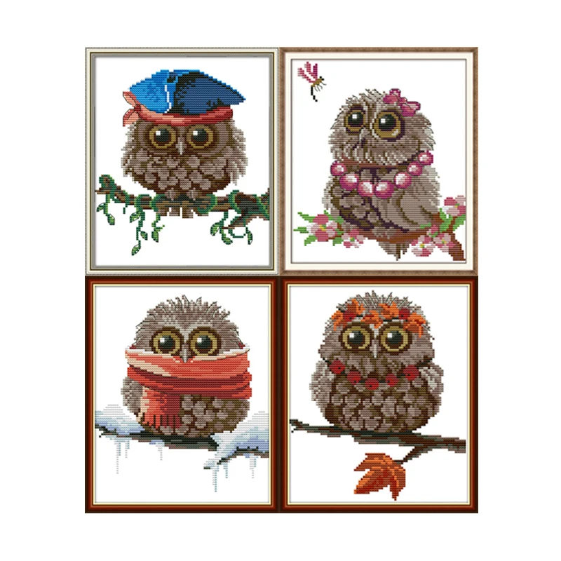 

Joy Sunday Embroidery Cross Stitch Sets Owl Animals Patterns 14ct 11ct DMC DIY Hand Needlework Printed Canvas for Cross Stitch