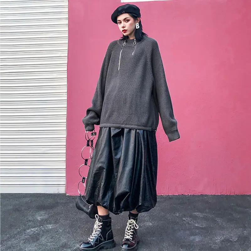 XITAO уличная одежда на молнии женский свитер Ленивый Oaf размера плюс вязаный