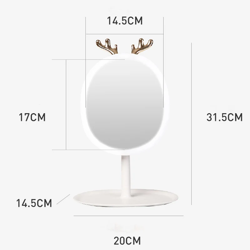 

Makeup Mirror with Led Light Dressing Antler Design Table Mirror Fill Light Beauty Jewelry Display Light Mirror Beauty Tools
