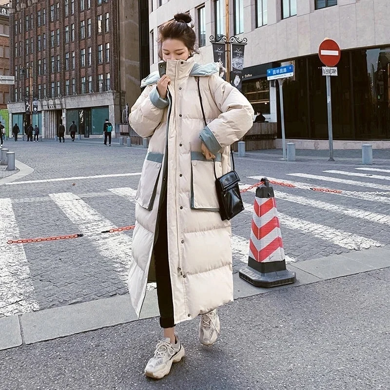 

2021 New Winter Quilted Cotton Jacket Mid-length Korean Women Oversize On The Knee Long Warm Winter Jacket From Vintage Down
