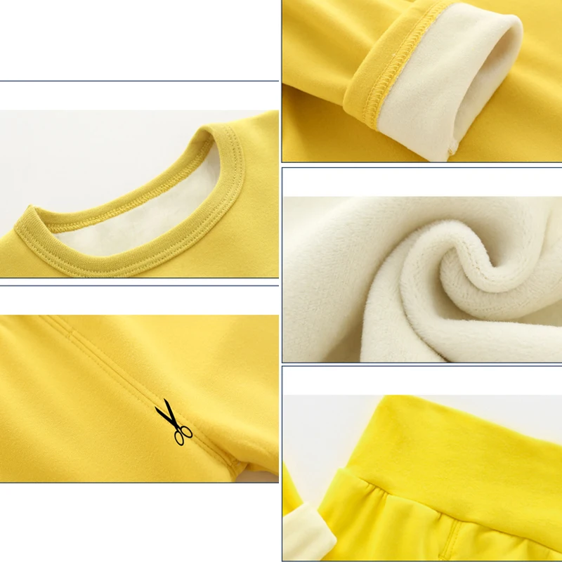 

Winter 2020 children's thermal underwear set high waist belly protection Plush pajamas velvet girls boys' baby thermal underwear