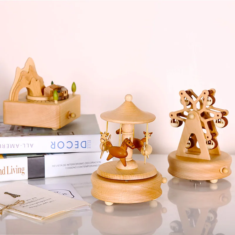 Деревянная музыкальная шкатулка для девочек заводное ремесло подарок орнамент