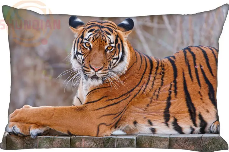 Обычная подушка чехол Тигр прямоугольник Подушка на молнии Чехол 45x35 см (одна