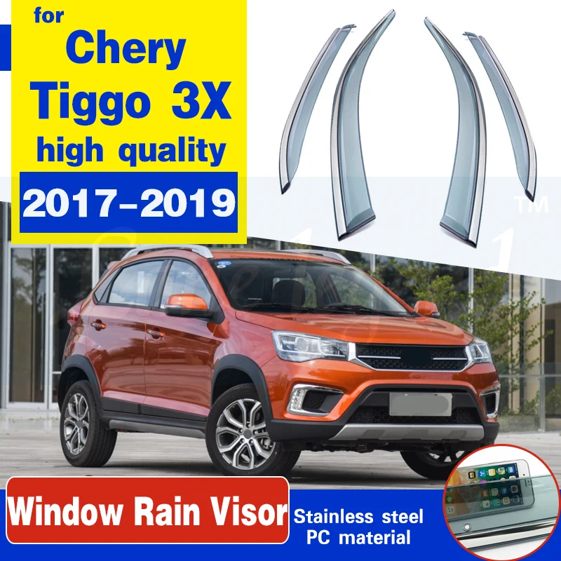 

Car Side Window Deflectors For Chery Tiggo 3x / 3XE 2017 2018 2019 Window Visor Vent Shades Sun Rain Deflector Guards 4pcs