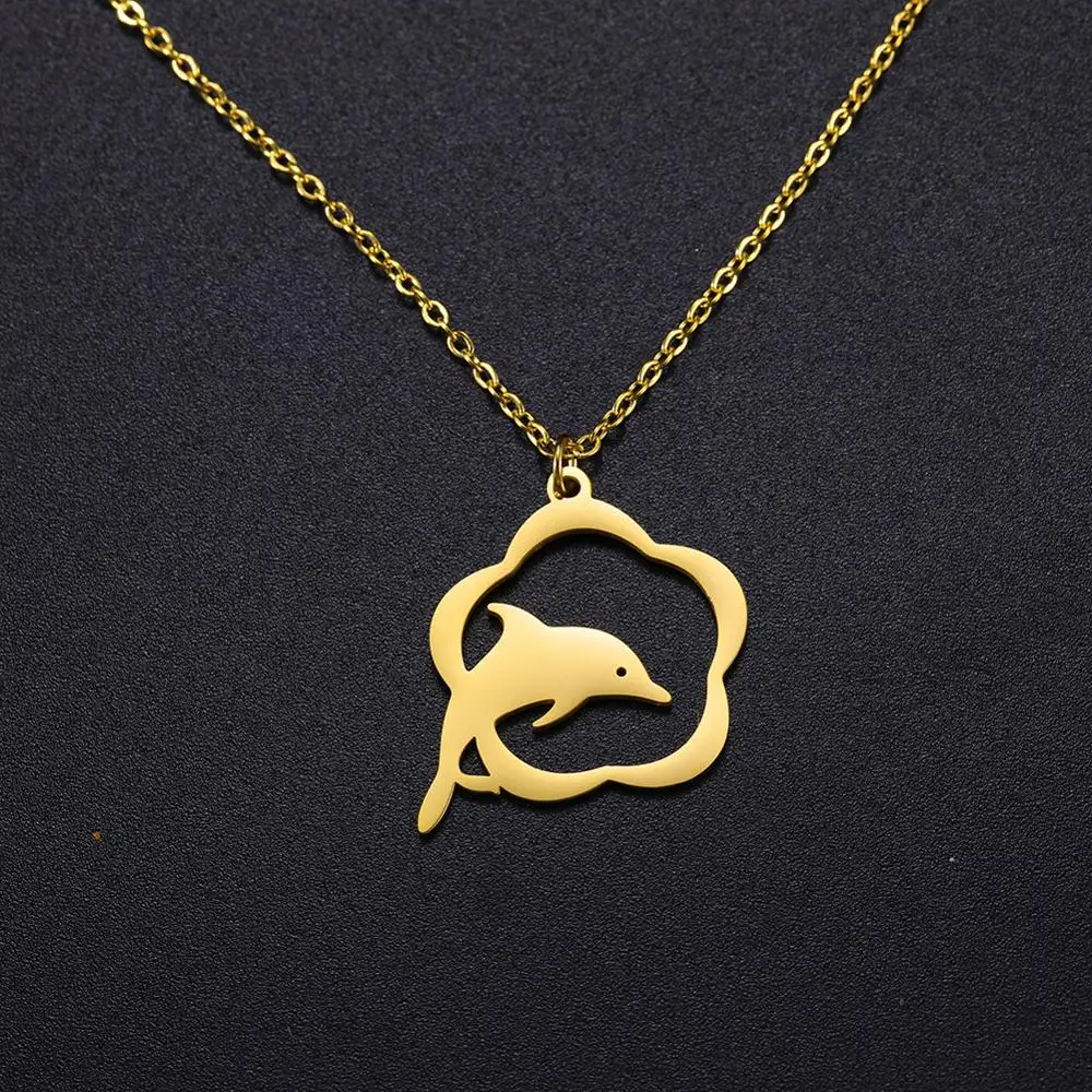 Женское Ожерелье с дельфином Lemegeton ожерелье из нержавеющей стали бабочкой и