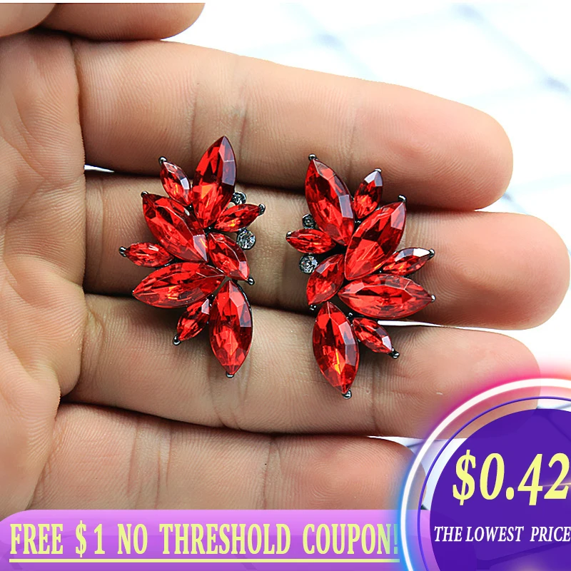 New Blue Crystal Earrings For Women Fashion jewelry Korean 2020 Statement Vintage Best Friend Gift | Украшения и аксессуары