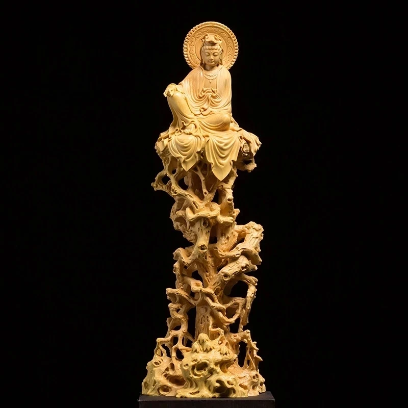 

Boxwood 20cm 25cm Guanyin Bodhisattva Sculpture Guan Yin Wood Collection Buddha Statue Worship Home Decor