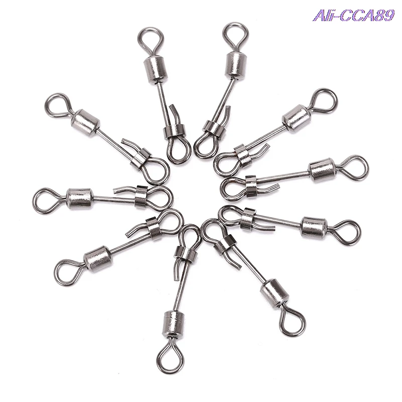 

10pcs New Rolling Swivel With Hanging Snap Fishing Tackle Fishhooks Fishing Connector Fishing Swivels With Snap