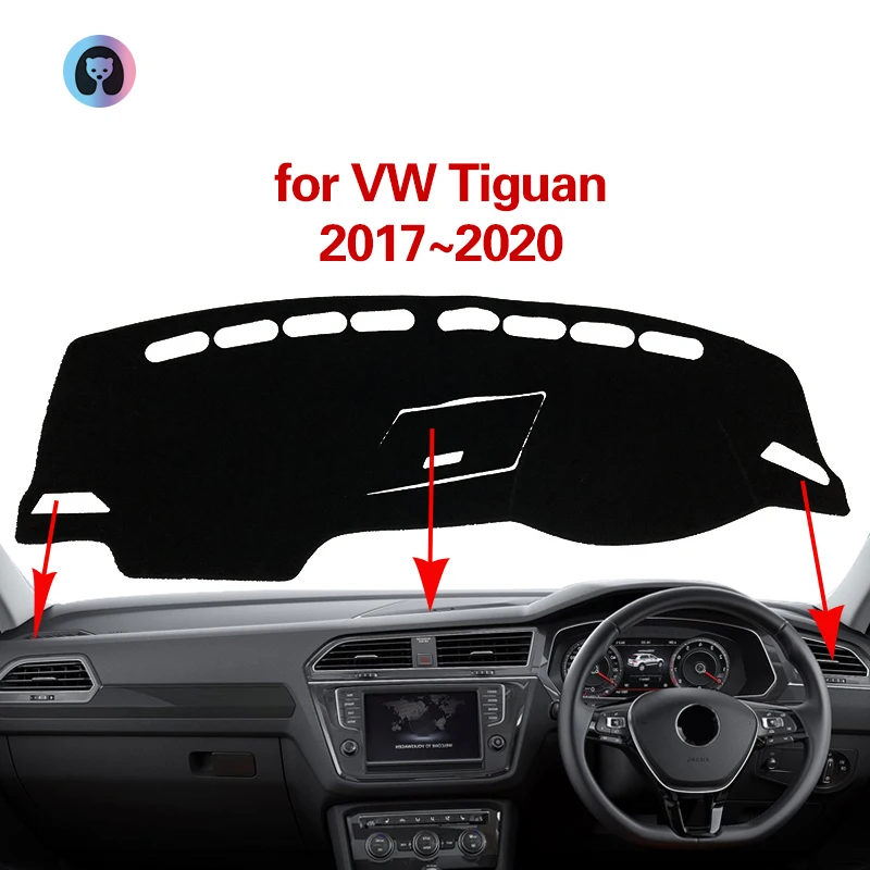 Противоскользящий коврик для приборной панели Volkswagen VW Tiguan MK2 фланелевый
