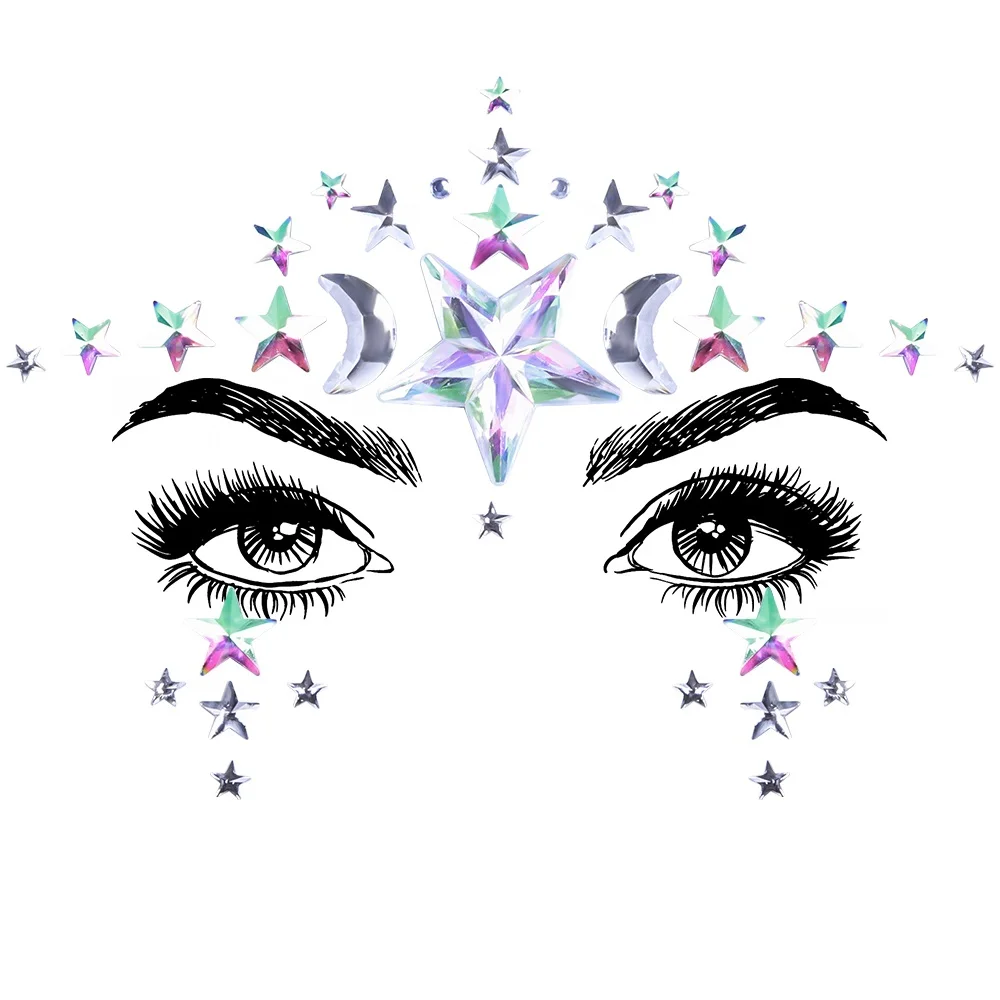 1 лист украшений Стразы для лица клейкие кристаллы драгоценные камни блеск тела