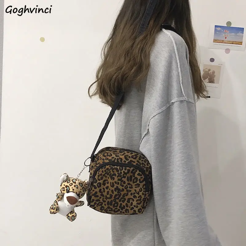 

Mini Leopard Crossbody Bags Women Money Bag Multi Pockets Streetwear Portable Ins Vintage Korean Female All-match Teenagers Chic