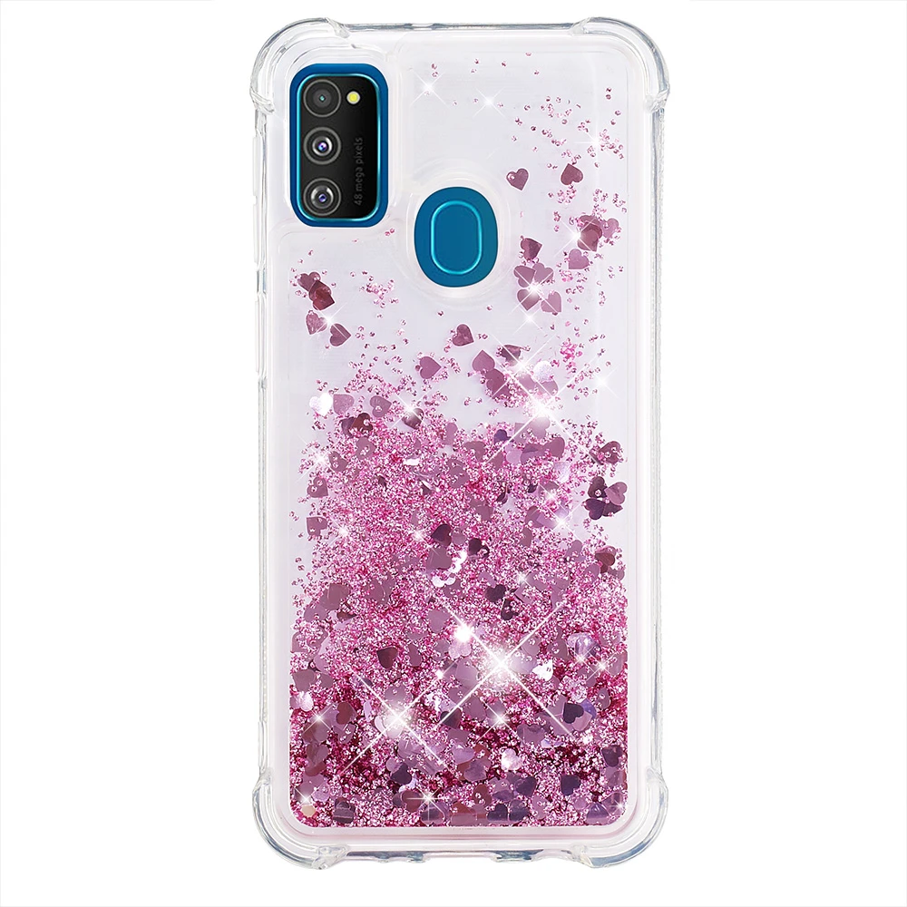 Luxury Love Heart Sequin Quicksand Case For Samsung Galaxy A70 A50 M30S A10E A40 Ultra thin Shiny Beautiful Soft TPU Cover | Мобильные