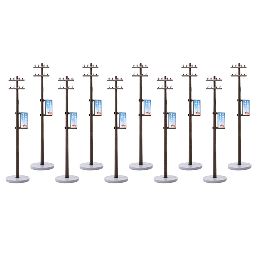 

10x Plastic Electric Line Pole Model for Train Railways Street 1:100 Scale