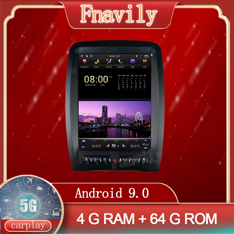 

Fnavily Android 9 Car Radio For Dodge Durango Player Multimedia System Stereo GPS Autoradio Navigation Vertical Screen 12.1"