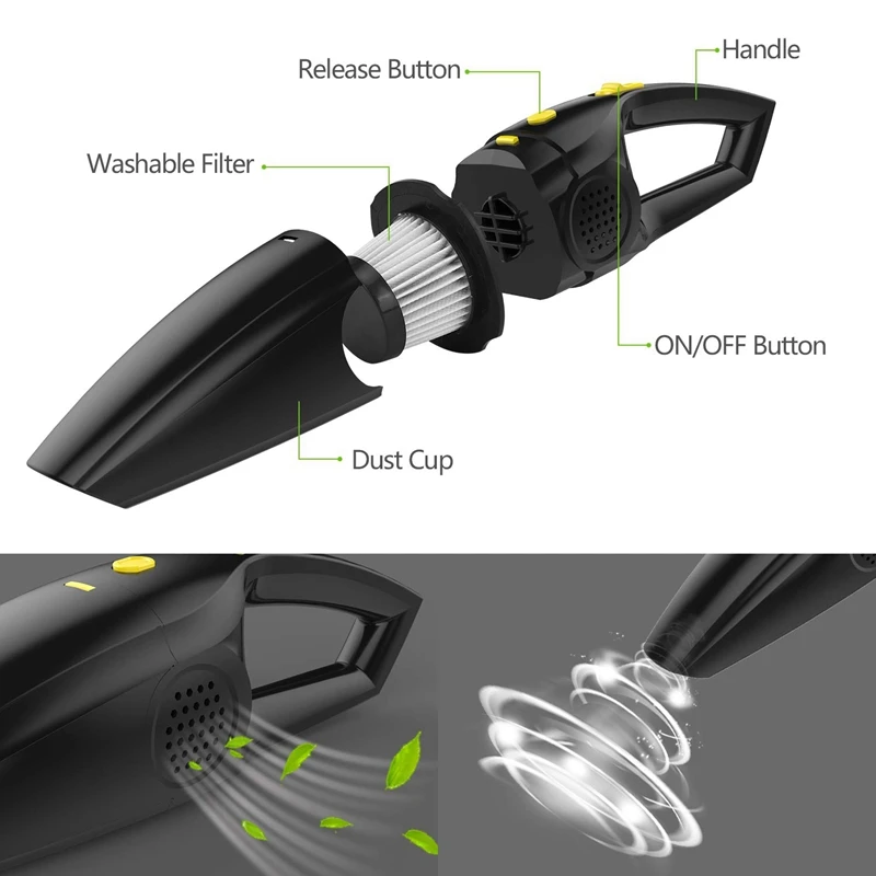 

Rechargeable Cordless Handheld Vacuum, Powerful Car Hand Vacuum Cleaner, 2200Mah Lithium Battery Portable Vacuum For Cars, Home