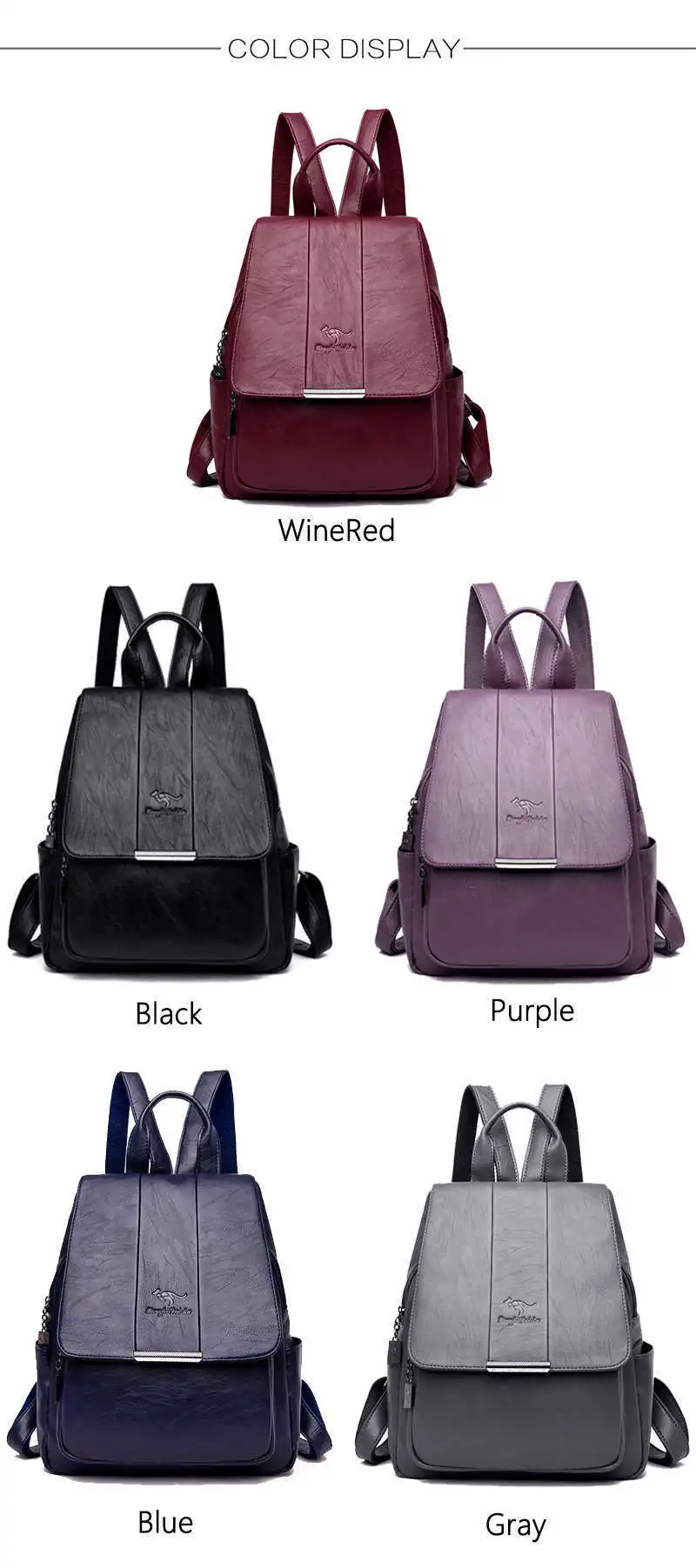 Woman High capacity travel Backpack Lady leather Backpack Fashion Female student Bag Sac a Dos School waterproof Shoulder Bags